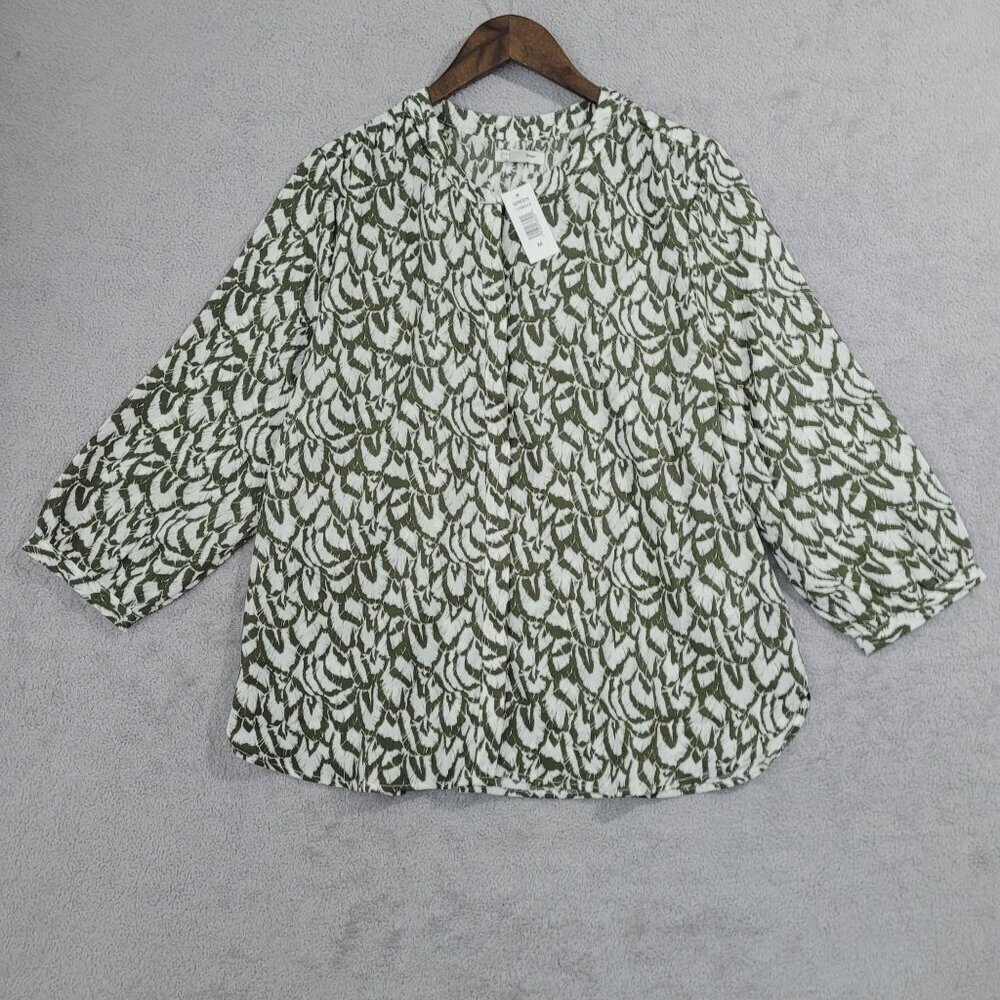 NEW Jachs Girlfriend Womens Printed Blouse 3/4 Sleeves Lightweight Size M// 25CT - Picture 2 of 13